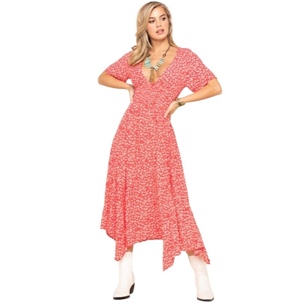 FREE PEOPLE In Full Bloom Dress – Red | Size M - Picture 1 of 8